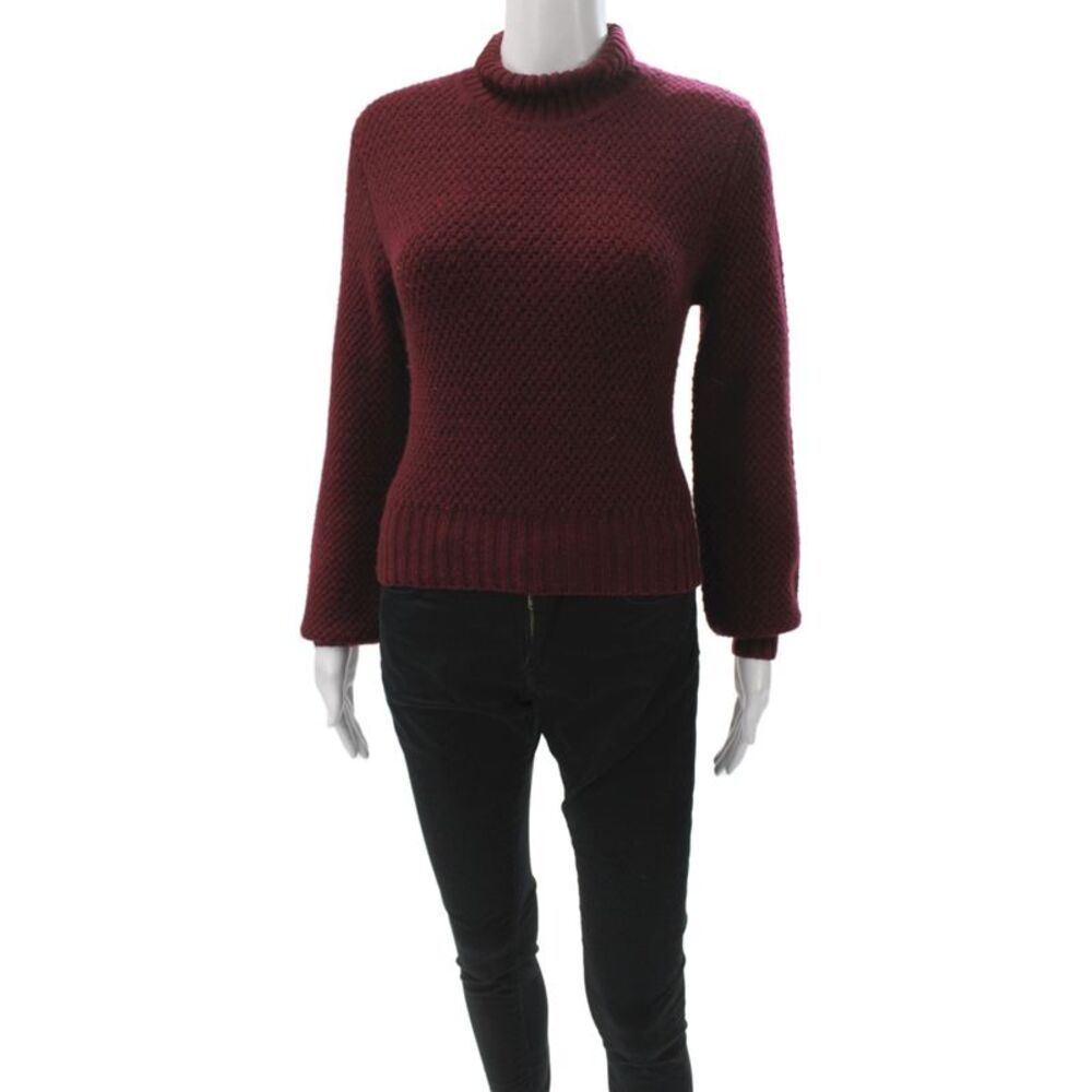 Toccin Womens Red Turtleneck Pullover Wool Long Sleeve Size XS